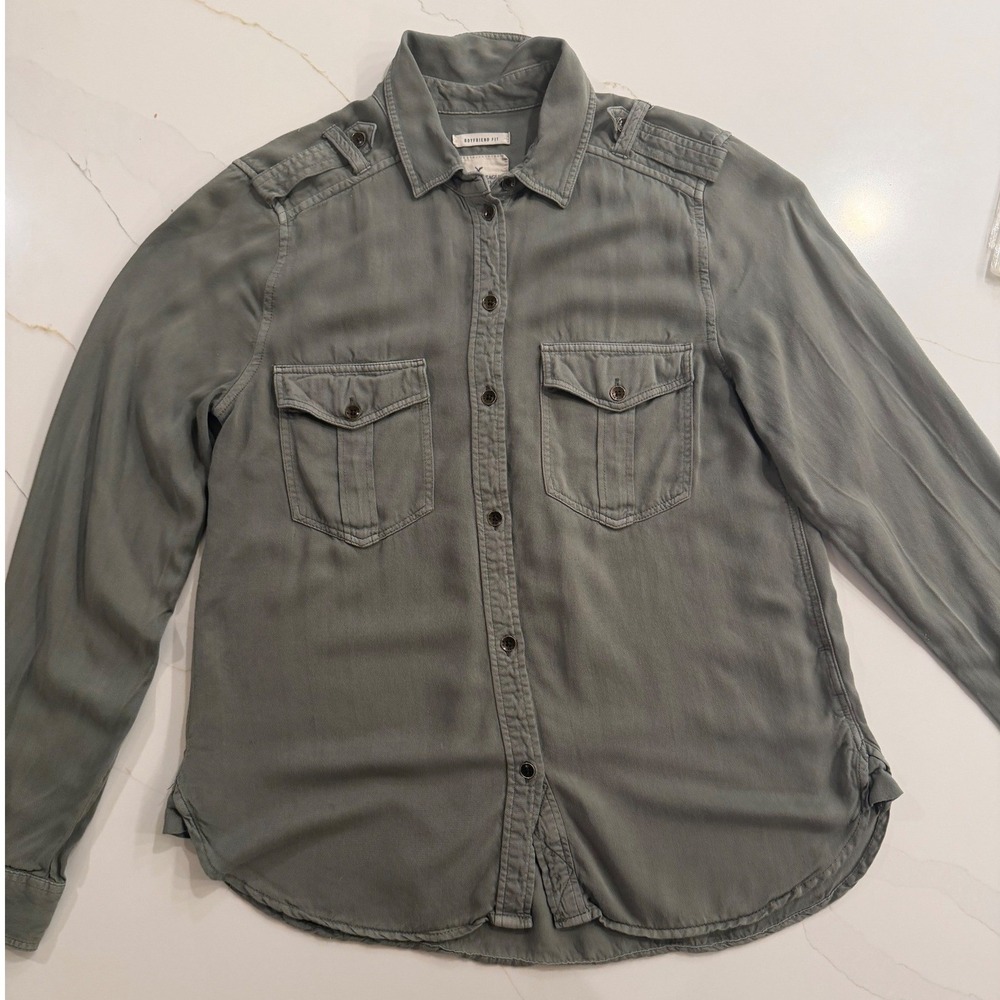 American Eagle Outfitters‎ Boyfriend Fit Utility Shirt Olive Green Small